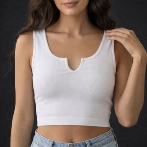 Eye Candy White Scoop Neck Crop Top
